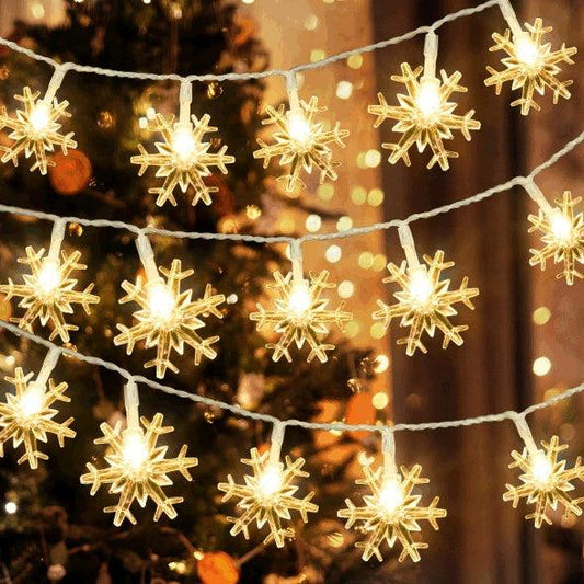 Christmas Snowflake Lights, 19.7ft 40 LED Fairy String Lights, Decorative Hanging Lights For Patio Party Wall Decor, Warm White