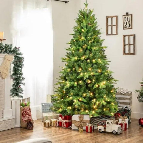 5FT PE PVC Mixed Automatic Christmas Tree With Lights Xmas Decoration Light Up Holiday Season