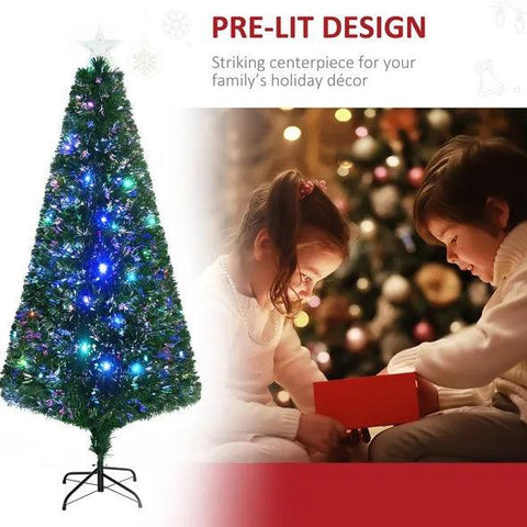 6' Tall Douglas Fir Pre-Lit Artificial Christmas Tree With Realistic Branches, 24 Multi-Color LED Lights, Fiber Optics And 230 Tips