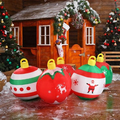 6.9 FT Lighted Christmas Inflatable Decoration, Inflatable Five Christmas Balls, Funny Blow Up Yard Decorations With Built-in LED Lights For Holiday Party Front Yard Lawn Garden Decor