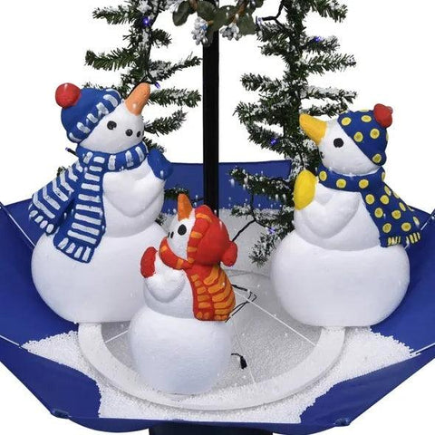 Snowing Christmas Tree With Umbrella Base Blue 2 Ft PVC