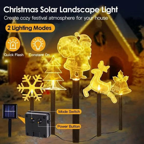 5Pcs Mixed Christmas Decoration Light Solar Stake Light Waterproof Reindeer Snowflake Bell Christmas Tree Santa Claus Light Outdoor Landscape Light By  Eggracks By Global Phoenix