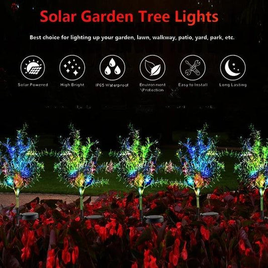 Outdoor Solar Flickering Tree Lights, Multi Color Changing Solar Garden Lights LED Stake Christmas Tree Lights Flower For Garden, Patio, Yard And Decoration