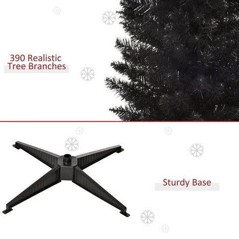 6 Ft Artificial Pencil Christmas Tree, Slim Xmas Tree With 390 Realistic Branch Tips And Plastic Stand, Black