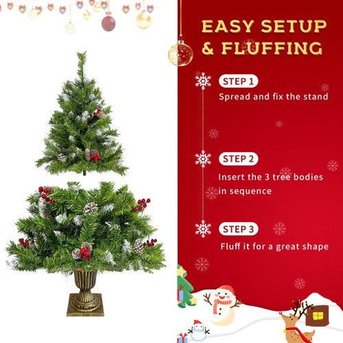 Pre-lit Christmas Tree Artificial Christmas 4-piece Set With LED Lights