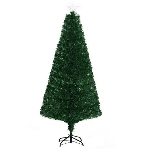 6' Tall Douglas Fir Pre-Lit Artificial Christmas Tree With Realistic Branches, 24 Multi-Color LED Lights, Fiber Optics And 230 Tips