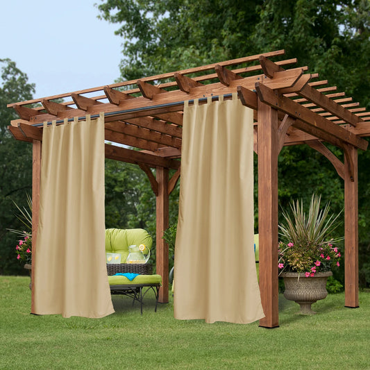 Beige Outdoor Thermal Tab Top Blackout Curtain - 50 in. W x 108 in. L