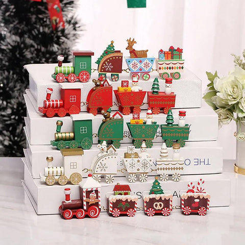 Christmas Wooden Train Merry Christmas Ornaments Christmas Decorations For Home Xmas Tree Decor Noel Navidad New Year Gifts