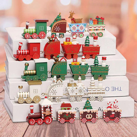 Christmas Wooden Train Merry Christmas Ornaments Christmas Decorations For Home Xmas Tree Decor Noel Navidad New Year Gifts