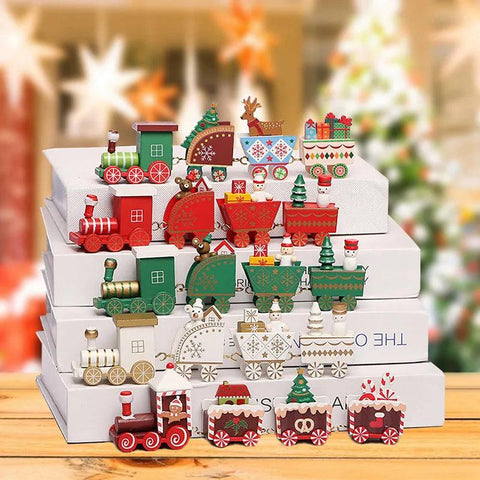 Christmas Wooden Train Merry Christmas Ornaments Christmas Decorations For Home Xmas Tree Decor Noel Navidad New Year Gifts