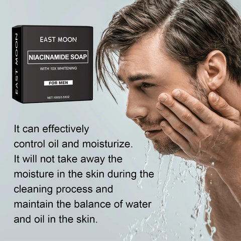 Man Niacinamide Soap Body Cleaning Whitening Glowing Smoothing Acne Marks Fading Acne Soap Bar for Men Face & Body Handmade Soap