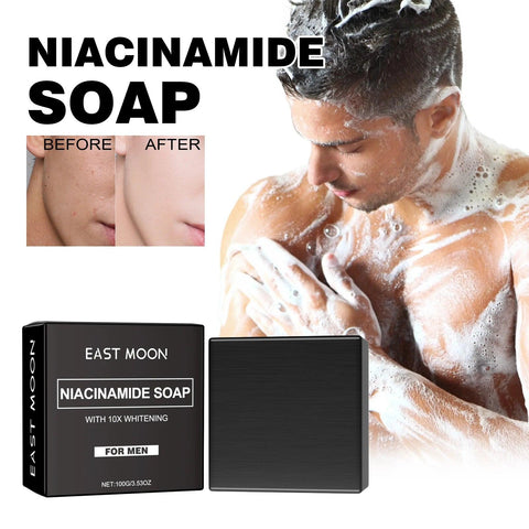 Man Niacinamide Soap Body Cleaning Whitening Glowing Smoothing Acne Marks Fading Acne Soap Bar for Men Face & Body Handmade Soap