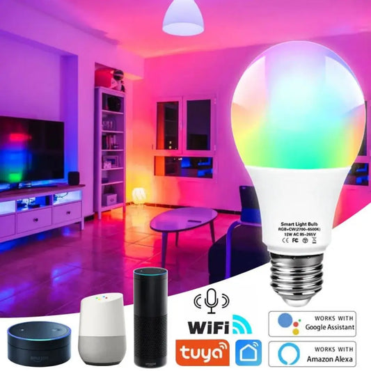 2pcs Wifi Smart Led Light Bulb E27 Tuya Smart Bulb Smart Wifi Lamp 220V Led Bulb RGB CW WW Light 15W Wifi Bulb For Home