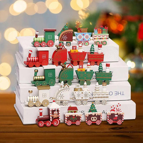 Christmas Wooden Train Merry Christmas Ornaments Christmas Decorations For Home Xmas Tree Decor Noel Navidad New Year Gifts