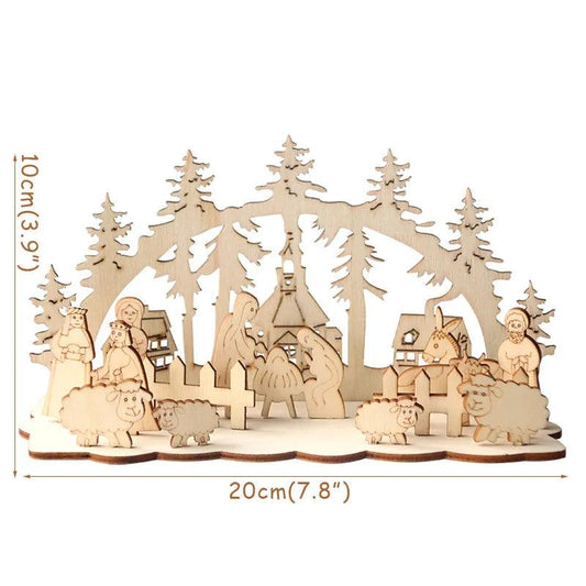 Christmas Wooden DIY Wood Desktop Ornaments Christmas Decoration for Home natal krest navidad 2021 Wood Craft for Xmas new Year