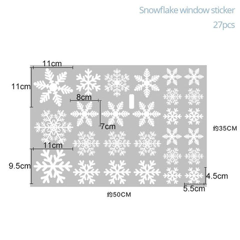 27pcs White Snowflake Window Decals Stickers Christmas New Year Winter Room Wall Stickers Merry Christmas Decorations for home