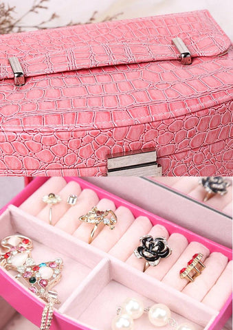 3-Layer PU Leather Large Jewelry Box Organizer Portable European-Style Multi-Function Necklaces Jewelry Storage Case Casket