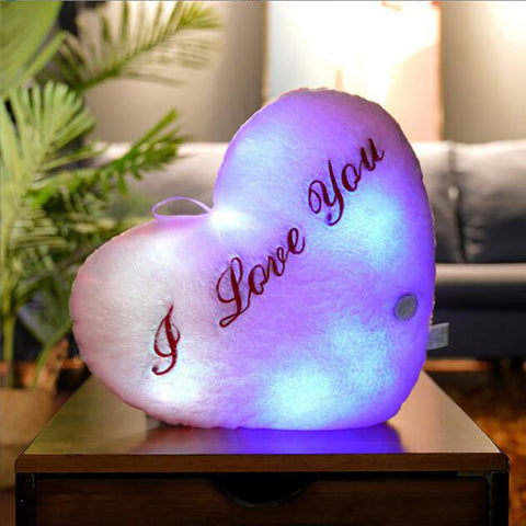 50cm Creative Light Up Led Heart Shaped Stuffed Plush Letter Lovers Colorful Glowing Gift For Girlfriend Pillow Valentine's Day