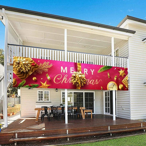 Christmas Outdoor Banner Flag Merry Christmas Decoration for Home 2024 Xmas Ornament Navidad Natal Noel Gift Happy New Year 2025