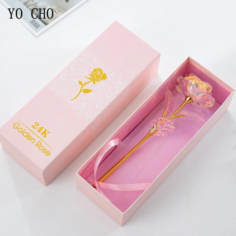 Plated Gold Rose Artificial Flower 24K Foil Rose Galaxy Box Birthday Valentine Mother's Day Christmas Creative Gift