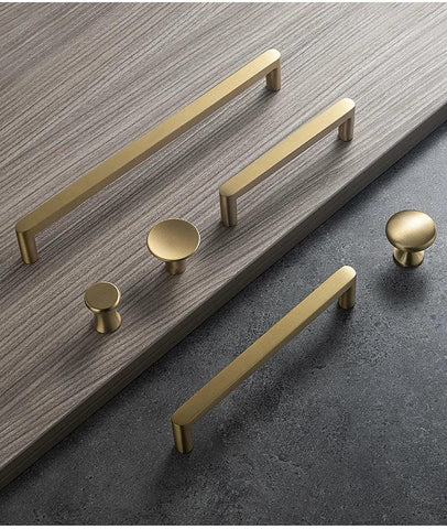 Cabinet Handle Drawer Wardrobe Pulls Solid Brass Cupboard Pull Dresser Knob Brass Furniture Long Handle Cocina Accesorio