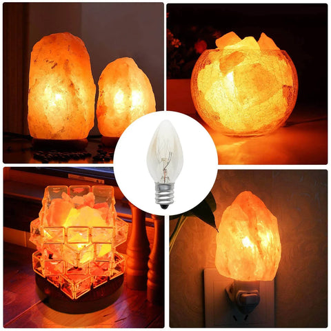 10pcs E12 Light Bulb 220V 10W 100LM 2700K Transparent Warm Color C7 Incandescent Tungsten Night Lamp Bulb Himalayan Salt Lamp