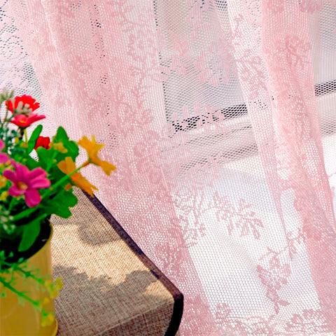 OUNEED Sheer Curtain Tulle Window Treatment Voile Drape Valance 1 Panel Fabric Warp Knit Double Lace Curtain Gray Pink White