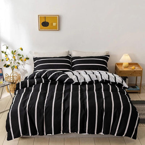 Soft Geometric Print King Size Bedding Set with Cozy Queen Size Duvet Cover, Stylish Full Single Double Bed Quilt Cover, and Pil