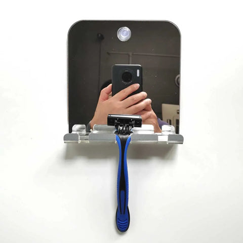 Portable Unbreakable Anti-fog Shower Mirror for Shaving Razor Hook Holder Suction Cup to Washroom Wall Fog Free Travel Mirror