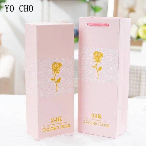 Plated Gold Rose Artificial Flower 24K Foil Rose Galaxy Box Birthday Valentine Mother's Day Christmas Creative Gift