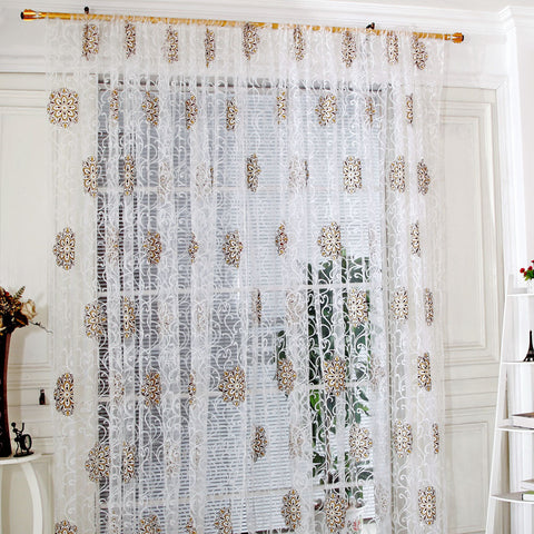 Modern White Sheer Curtains for Living Room Embroidered Retro Pattern Curtain Bedroom Bathroom Tulle Curtains Window Drapes