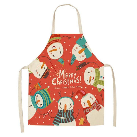 Linen Merry Christmas Apron Christmas Decorations for Home Kitchen Accessories 2024 Christmas Natal Navidad 2025 New Year Gifts