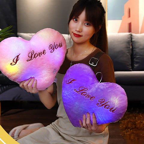 50cm Creative Light Up Led Heart Shaped Stuffed Plush Letter Lovers Colorful Glowing Gift For Girlfriend Pillow Valentine's Day