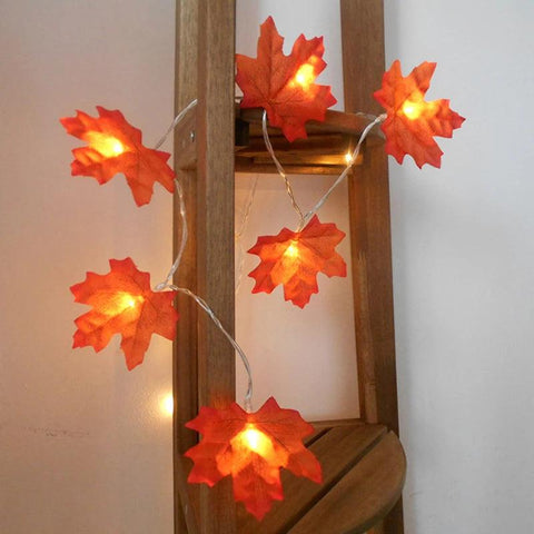 2M 10LED Artificial Autumn Maple Leaves Garland Led Fairy Lights for Christmas Decoration Thanksgiving Party DIY Decor Halloween