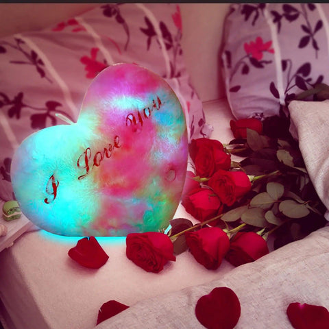 50cm Creative Light Up Led Heart Shaped Stuffed Plush Letter Lovers Colorful Glowing Gift For Girlfriend Pillow Valentine's Day