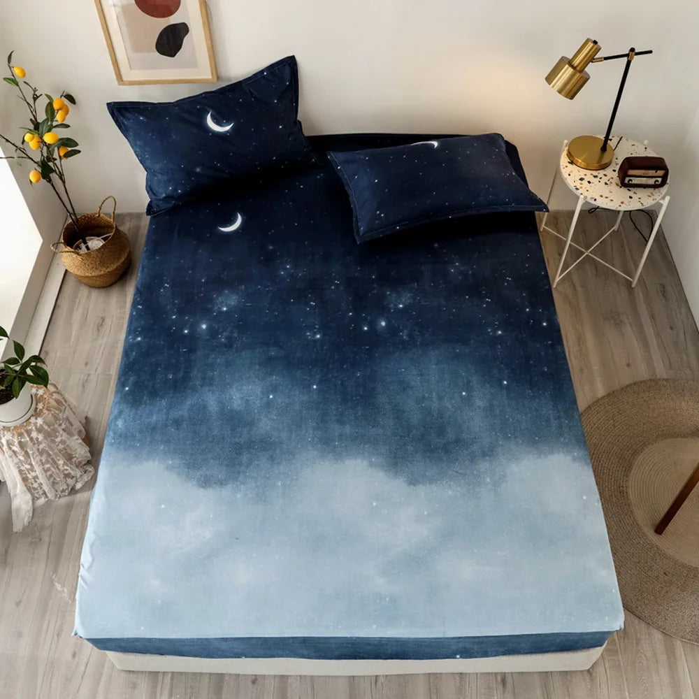 Fashion 1 Piece Bedsheet  Magic Space Bed Fitted Sheet Mattress Cover with Elastic Microfiber(Excluding Pillowcase) Bed cover