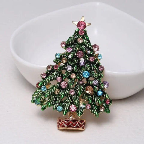 Wuli&baby Green Enamel Tree Brooches Women Men Christmas Tree Party Causal Office Brooch Pins Gifts