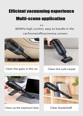 8000pa Wireless Portable Vacuum Cleaners Electric Mini Strong Suction Low Noise Vaccum Cleaner for Car Home Dual Use