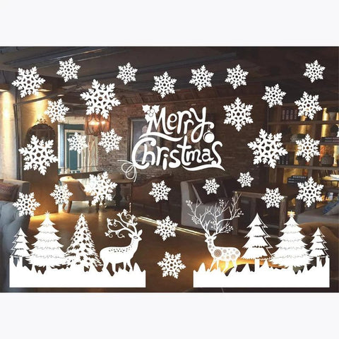 Christmas window Glass Electrostatic Sticker santa snowflake Winter Wall Stickers Merry Christmas Home Decoration new year Decal