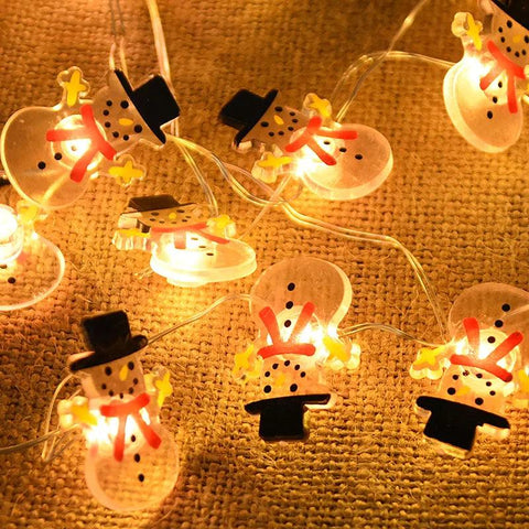 2M 20LED Santa Claus Snowflake LED Light String Christmas Decoration For Home Xmas Tree Ornament 2024 Navidad Kids Gift New Year