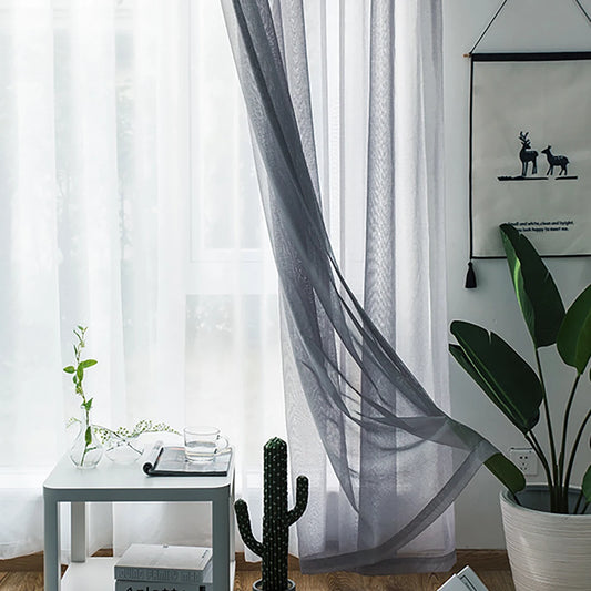 Modern Nordic Sheer Tulle Window Curtains Solid White Gray Black Screening Voile Drapes Living Room Home Decor Furniture Cover