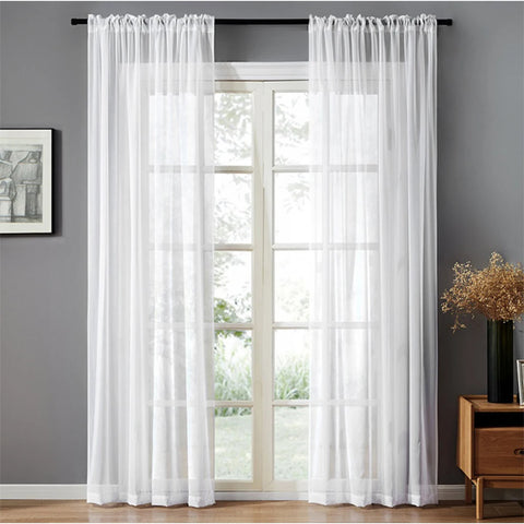 Modern Nordic Sheer Tulle Window Curtains Solid White Gray Black Screening Voile Drapes Living Room Home Decor Furniture Cover