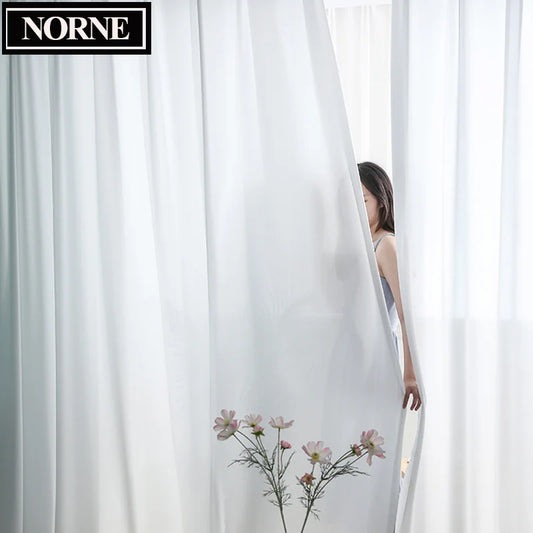 Top Quality Luxurious Chiffon White Sheer Curtains for Living Room Bedroom Window Voiles Tulle Curtain Big Size Custom Made