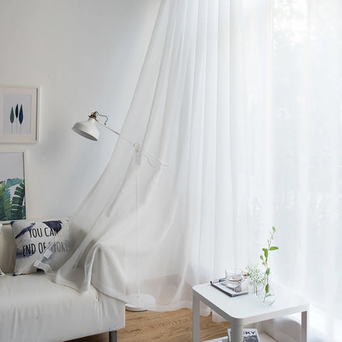 Modern Nordic Sheer Tulle Window Curtains Solid White Gray Black Screening Voile Drapes Living Room Home Decor Furniture Cover