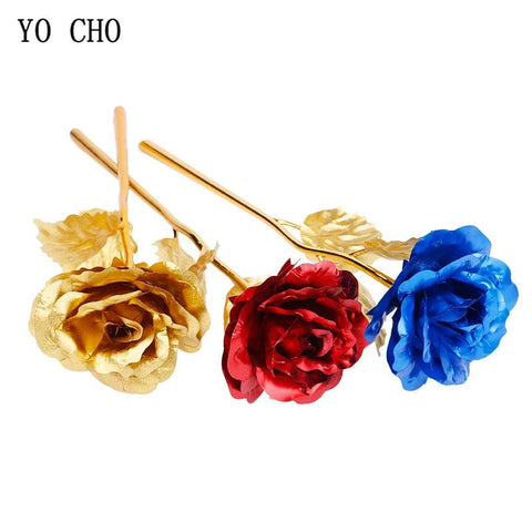 Plated Gold Rose Artificial Flower 24K Foil Rose Galaxy Box Birthday Valentine Mother's Day Christmas Creative Gift