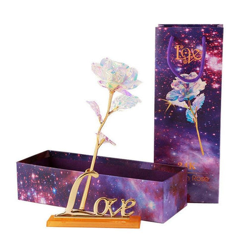 Plated Gold Rose Artificial Flower 24K Foil Rose Galaxy Box Birthday Valentine Mother's Day Christmas Creative Gift