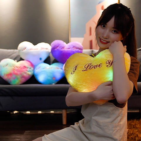 50cm Creative Light Up Led Heart Shaped Stuffed Plush Letter Lovers Colorful Glowing Gift For Girlfriend Pillow Valentine's Day