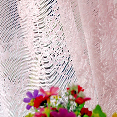 OUNEED Sheer Curtain Tulle Window Treatment Voile Drape Valance 1 Panel Fabric Warp Knit Double Lace Curtain Gray Pink White