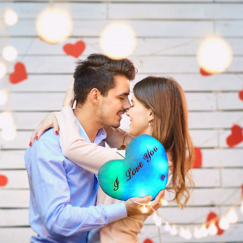 50cm Creative Light Up Led Heart Shaped Stuffed Plush Letter Lovers Colorful Glowing Gift For Girlfriend Pillow Valentine's Day