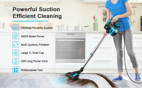 Vacuum Cleaner Corded INSE I5 18Kpa Powerful Suction 600W Motor Stick Handheld Vaccum Cleaner for Home Pet Hair Hard Floor